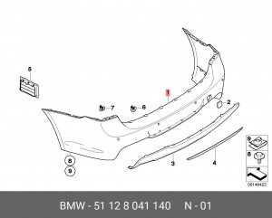 Бампер задний 51 12 8 041 140 BMW