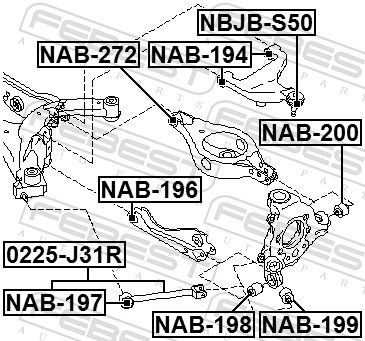 Сайлентблок - втулка амортизатора подвески NAB-198 FEBEST