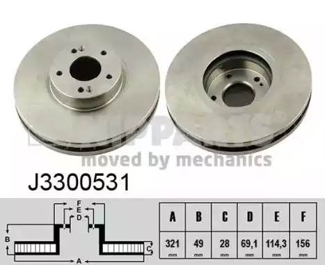 Диск тормозной J3300531 H B JAKOPARTS NIPPARTS