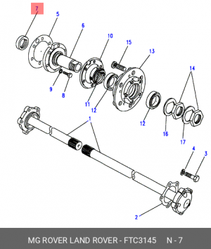 Уплотняющее кольцо, дифференциал FTC3145 MG ROVER LAND ROVER