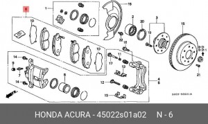 Комплект тормозных колодок, диско 45022S01A02 HONDA