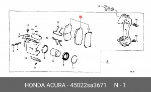 Комплект тормозных колодок, диско 45022SA3671 HONDA