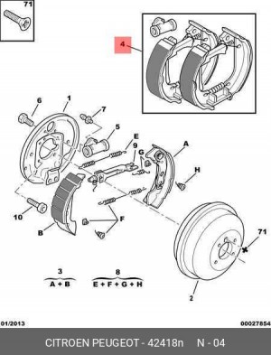Комплект тормозных колодок 4241 8N CITROEN PEUGEOT