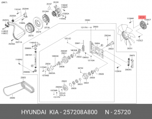Сцепление, вентилятор радиатора 257208A800 HYUNDAI KIA
