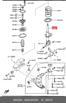 Амортизатор подвески GE6V34700 MAZDA