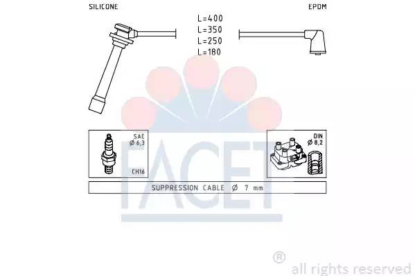 Ккомплект проводов зажигания 4.7239 FACET