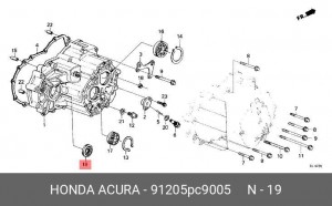 Уплотняющее кольцо, коленчатый вал 91205PC9005 HONDA