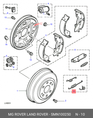 Комплектующие, тормозная колодка SMN100250 LAND ROVER