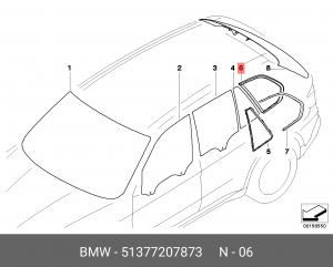 Стекло боковое 51 37 7 207 873 BMW