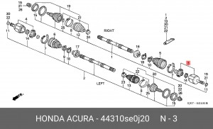 Шарнирный комплект, приводной вал 44310SE0J20 HONDA