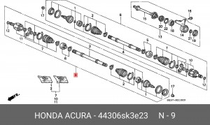 Шарнирный комплект, приводной вал 44306SK3E23 HONDA