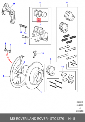 Ремкомплект, тормозной суппорт STC1270 LAND ROVER