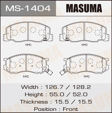 Колодки тормозные дисковые MS1404 MASUMA