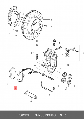 Комплект тормозных колодок, диско 99735193903 PORSCHE
