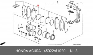 Комплект тормозных колодок, диско 45022SF1020 HONDA