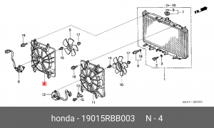 Диффузор радиатора охлаждения под вентилятор 19015RBB003 HONDA