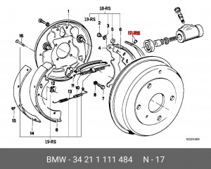 Комплект тормозных башмаков, барабанные тормоза 34211111484 BMW
