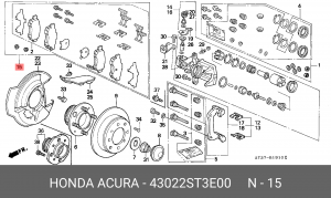 Комплект тормозных колодок, диско 43022-ST3-E00 HONDA