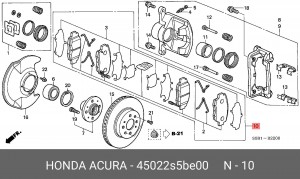 Комплект тормозных колодок, диско 45022-S5B-E00 HONDA