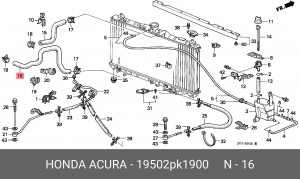 Патрубок системы охлаждения ДВС 19502PK1900 HONDA