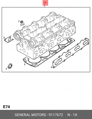 Комплект прокладок, головка цилиндра 9117672 GENERAL MOTORS