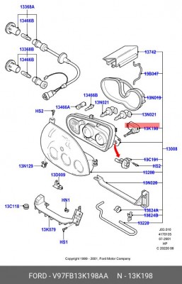 Регулировочный элемент, регулировка угла наклона фар V97FB-13K198-AA FORD