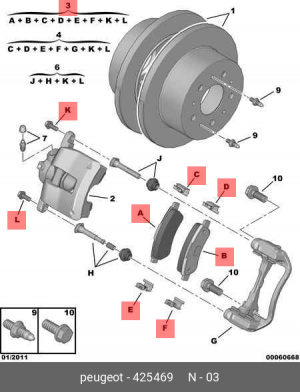 Колодки тормозные дисковые 4254 69 CITROEN PEUGEOT