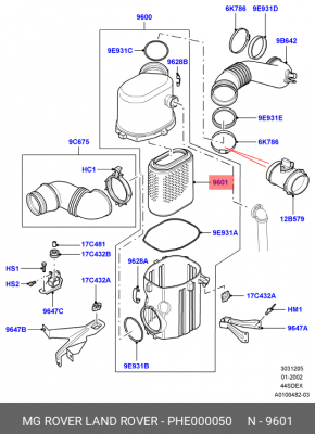 Фильтр воздушный PHE000050 MG ROVER LAND ROVER