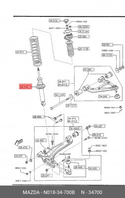 Амортизатор подвески N018-34-700B MAZDA