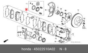 Комплект тормозных колодок, диско 45022-S10-A02 HONDA