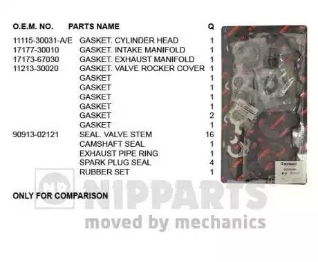 Комплект прокладок, головка цилиндра J1242200 H B JAKOPARTS NIPPARTS