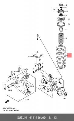 Пружина ходовой части 41111-66J00 SUZUKI