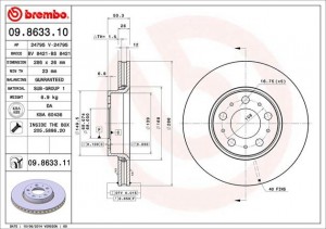 Тормозной диск 09.8633.11 BREMBO