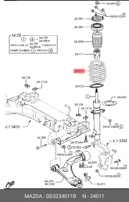 Пружина ходовой части DD3234011B MAZDA