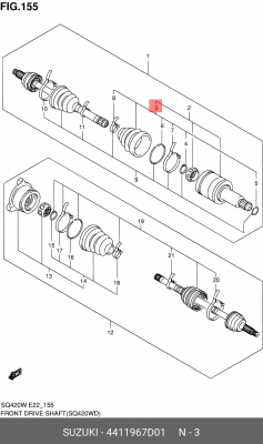 Комплект пылника, приводной вал 44119-67D01 SUZUKI
