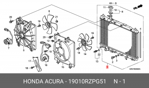 Радиатор охлаждения ДВС 19010RZPG51 HONDA