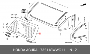 Стекло заднее 73211SWWG11 HONDA