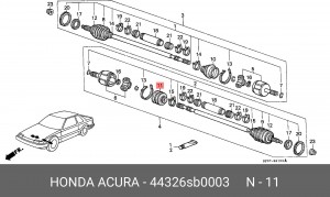 Комплект пылника, приводной вал 44326SB0003 HONDA