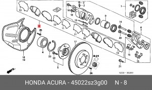 Комплект тормозных колодок, диско 45022-SZ3-G00 HONDA