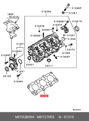 Прокладка, головка цилиндра MD127003 MITSUBISHI