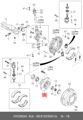 Ступица колеса 0K41033061A HYUNDAI KIA