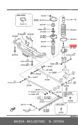 Амортизатор подвески BK2J28700G MAZDA