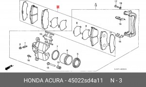 Комплект тормозных колодок, диско 45022SD4A11 HONDA