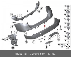 Бампер задний 51 12 2 993 569 BMW