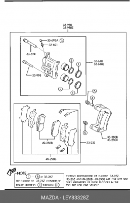 Колодки тормозные дисковые LEY83328Z MAZDA