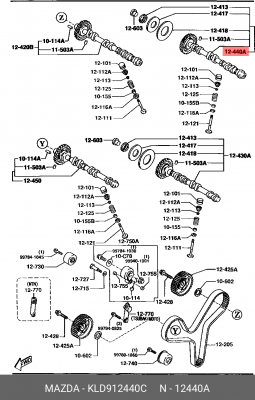 Распредвал KLD912440C MAZDA
