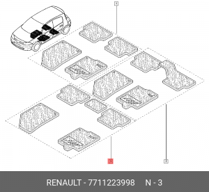 Коврики салона (комплект) 7711223998 RENAULT