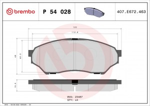Комплект тормозных колодок, диско P54028 BREMBO
