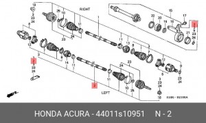 Шарнирный комплект, приводной вал 44011S10951 HONDA