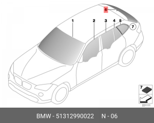 Стекло заднее 51 31 2 990 022 BMW